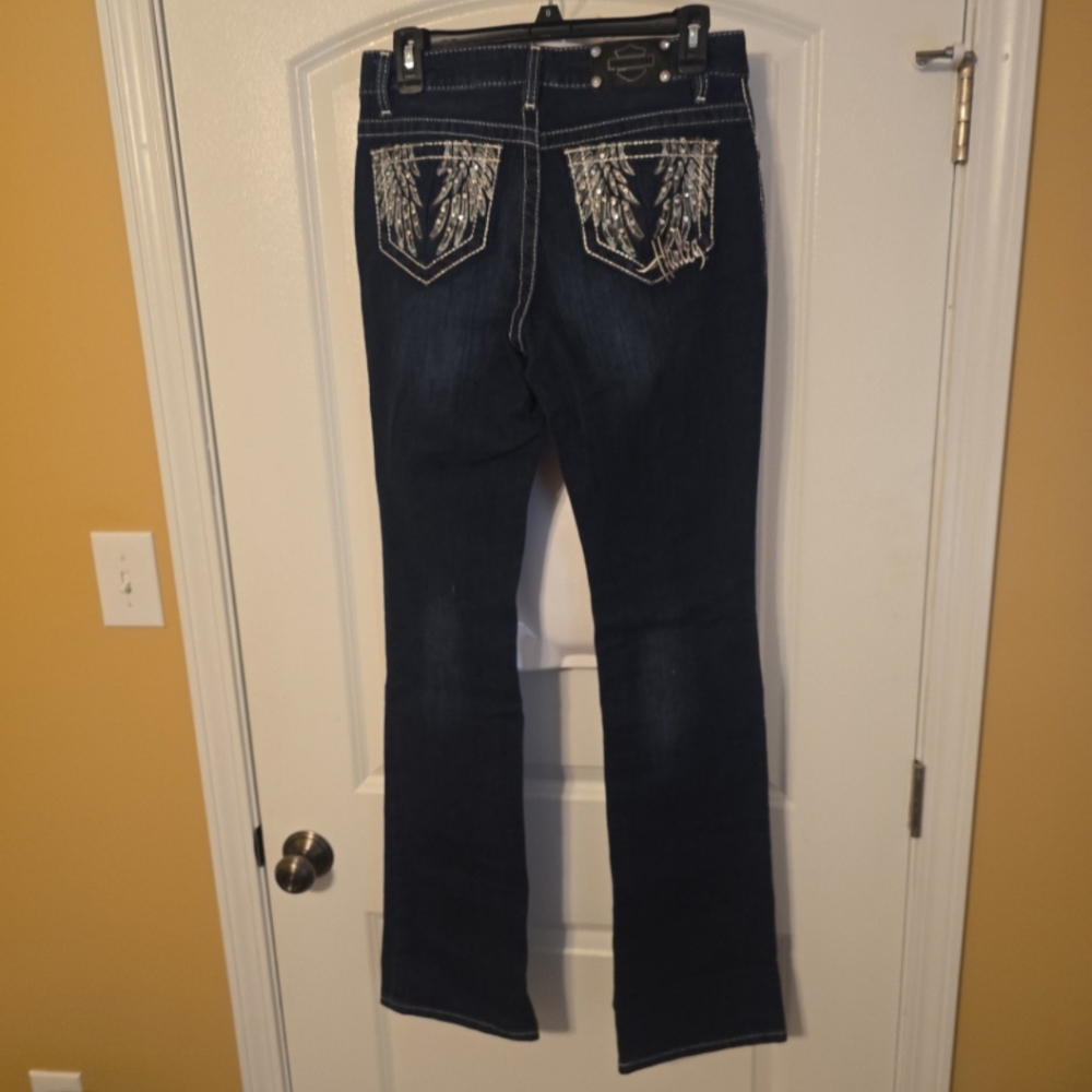 Harley Davidson Womens Angel Wings, blingy, Bootcut Jeans 30/34